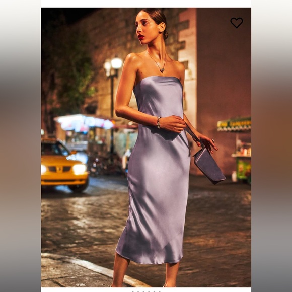 Reformation Joana Silk Dress in Aura - Picture 4 of 4